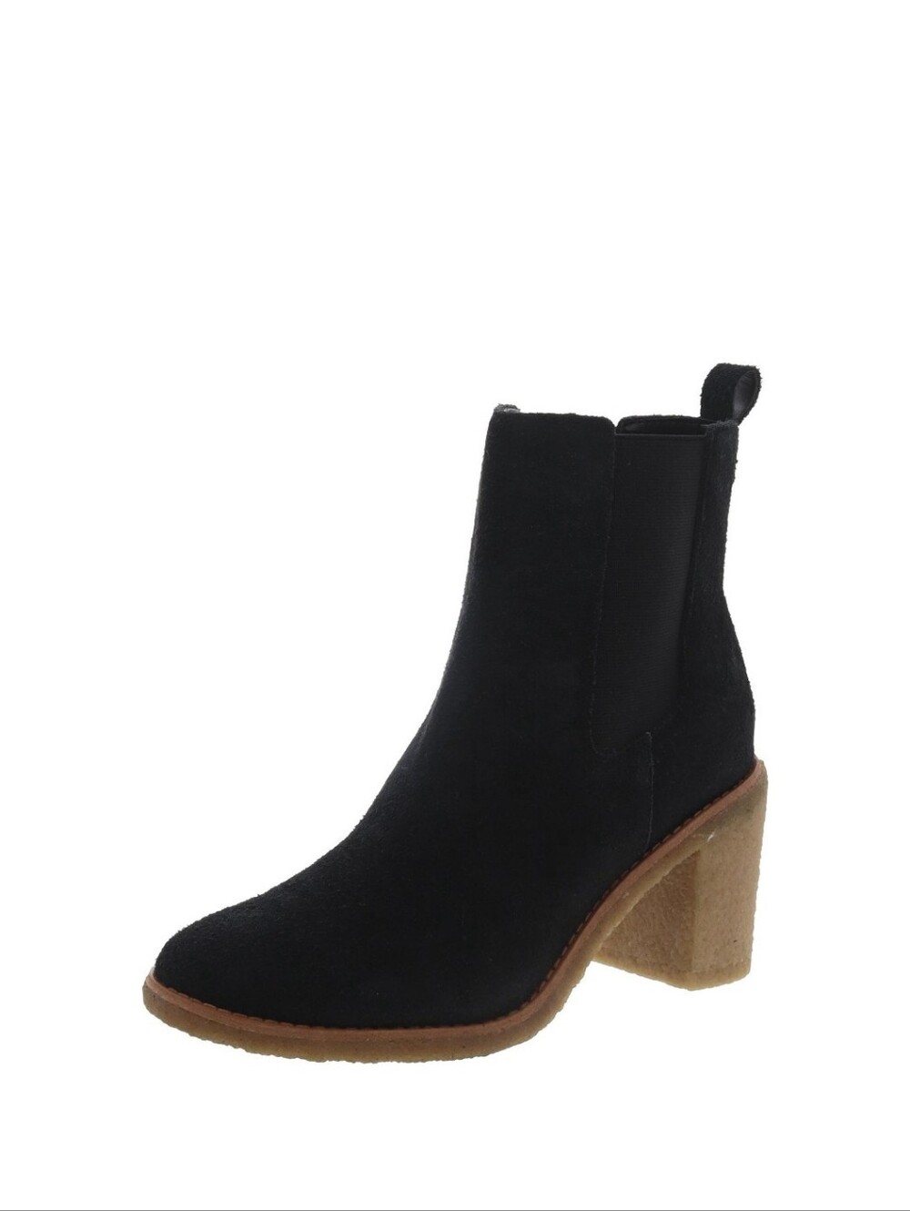 Lauren Ralph Lauren Black Suede Ankle Boot with Tan Block Heel